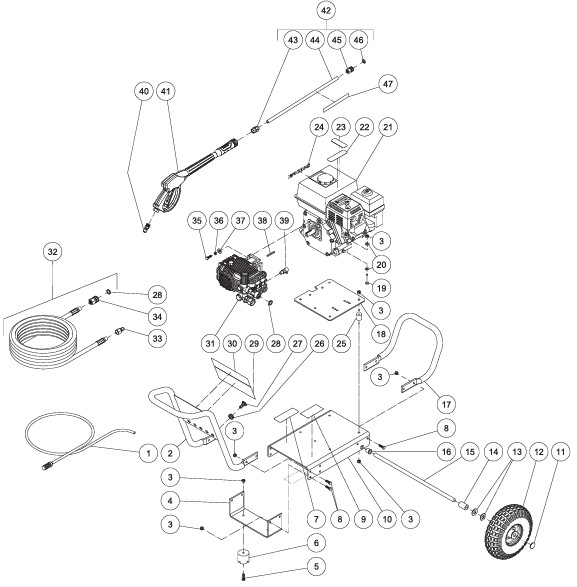 Grainger GA-2403-0MHB 3ANX2 pressure washer parts and manual